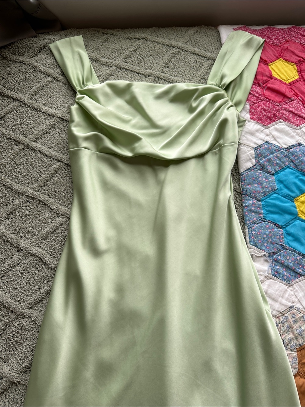 Elegant Light Green Satin Maxi Dress - Sleeveless Cowl Neck
